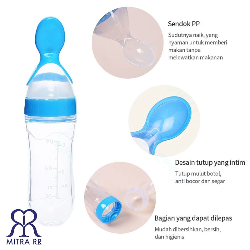 Botol Susu Sendok Bayi MPASI Bahan Silicon Feeding Alat Training Makan Bayi Peralatan MPASI BPA FREE