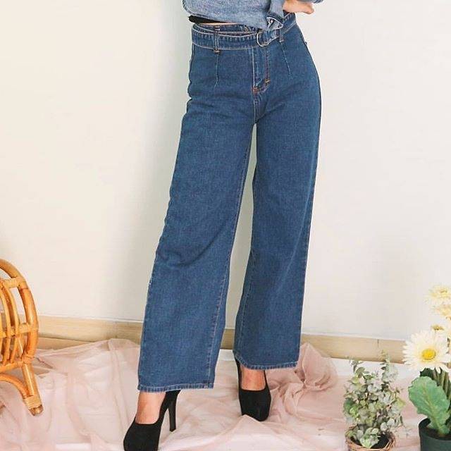 CELANA KULOT BELT JEANS//KULOT JEANS BELTO WANITA//HIGHWAIST KULOT LOOSE