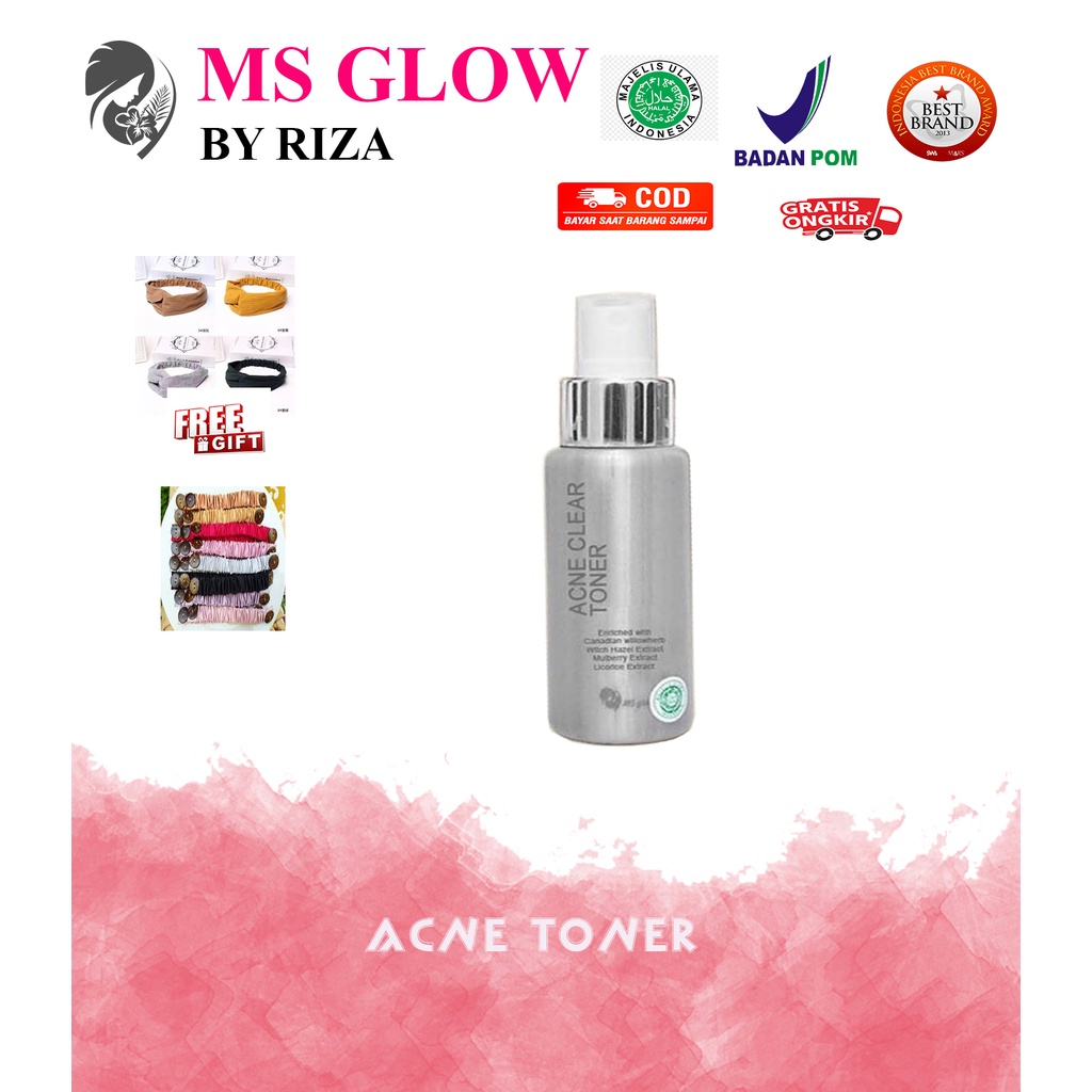 ACNE TONER MS GLOW ORIGINAL ASLI BPOM RESMI FREE GIFT HADIAH