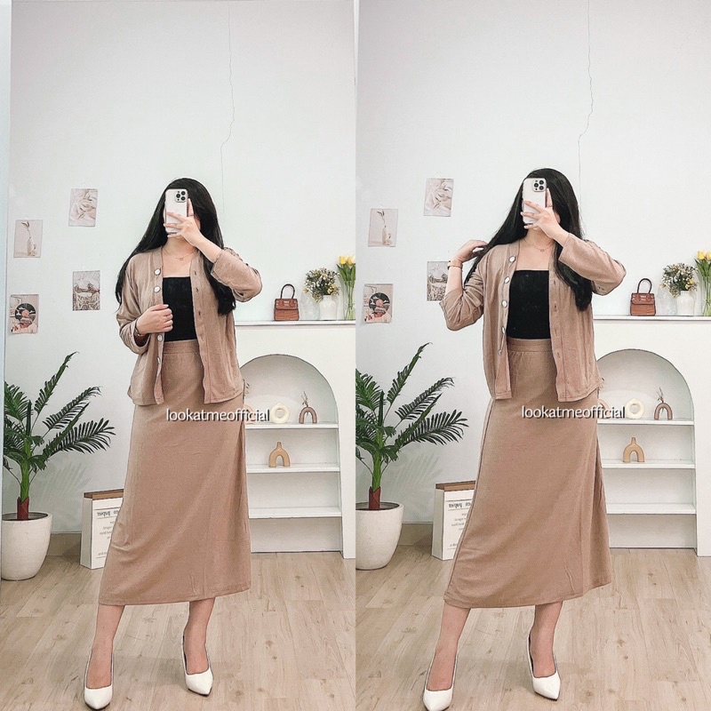 lookatmeofficial • Nagita Set ~ Cardi + Skirt Korean Look Premium