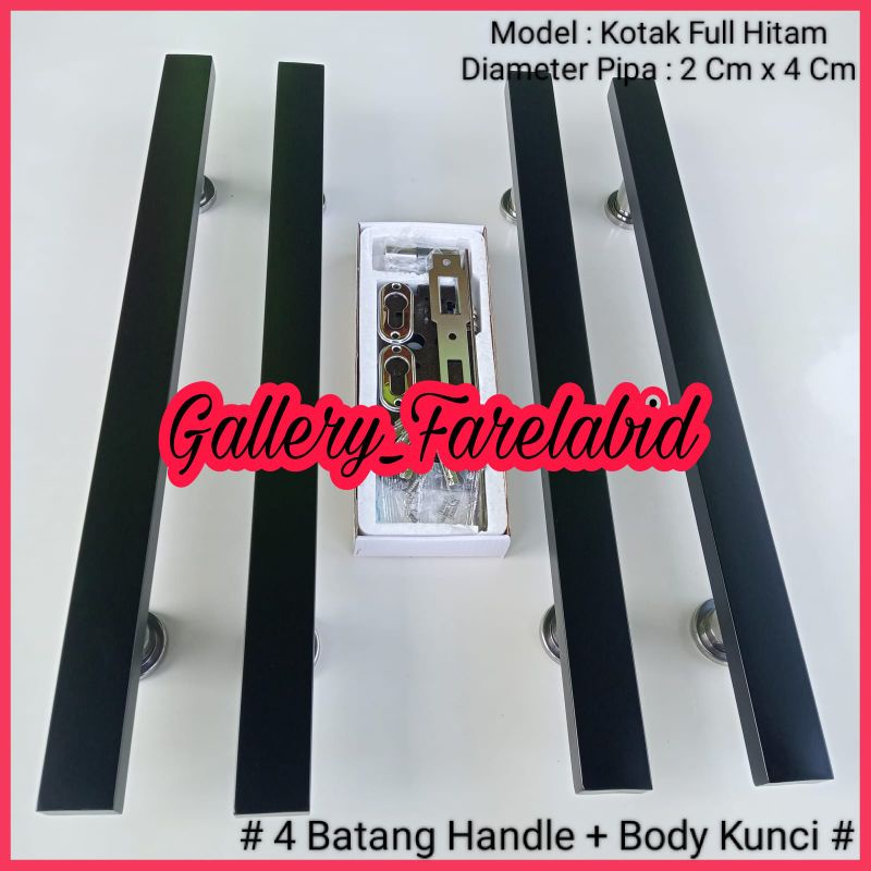 Handle Pintu Rumah Stainless Steel Kotak Hitam 80 Cm Full Set Body Kunci Gagang Pintu Rumah Modern Mewah 60 Cm Set Body Kunci Pegangan Pintu Kupu Tarung Besar 45 Cm Tarikan Pintu Rumah Utama Minimalis