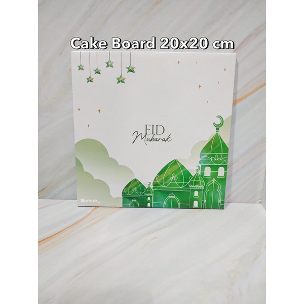 Cake Board Lebaran Idul Fitri Alas Tatakan Kue Eid Mubarak 20x20cm