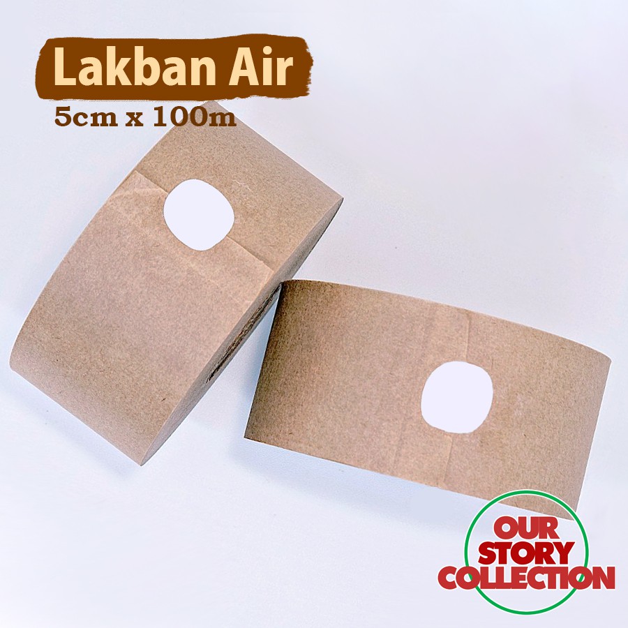Lakban Air 5cm x 100m / Gummed Tape / Lakban Kertas Air 5 cm / Plaster Isolasi Selotip 1 inch x 100m