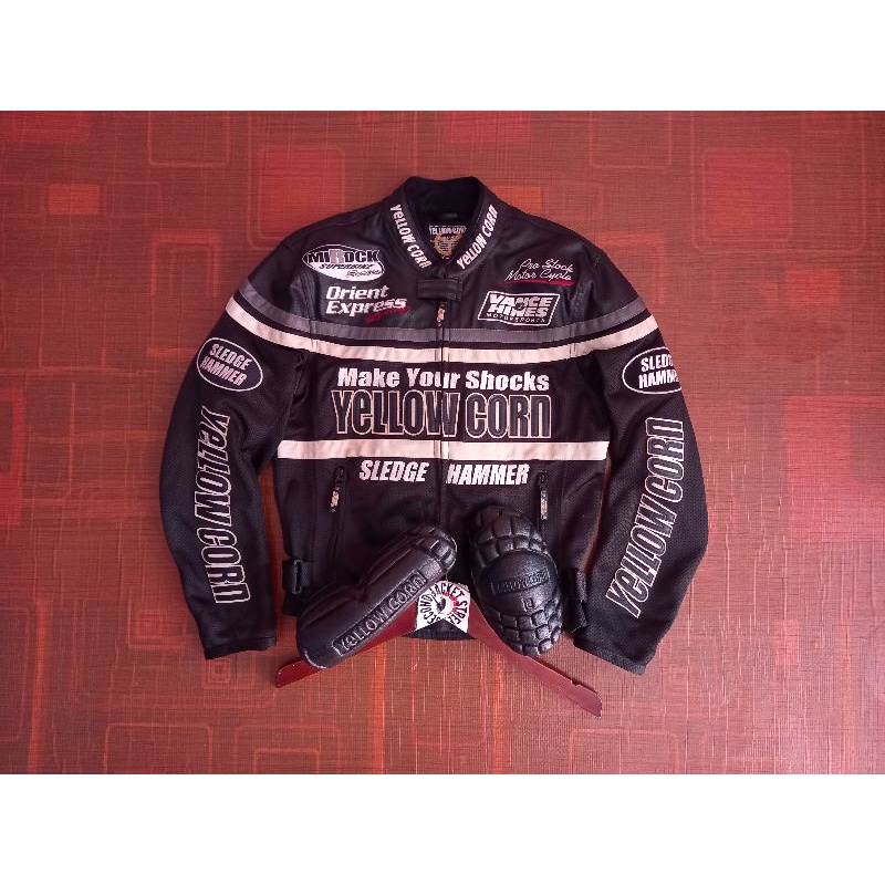 Jaket motor vintage yellow corn not bates simpson kushitani taichi nankai kiss racing team yamaha ho