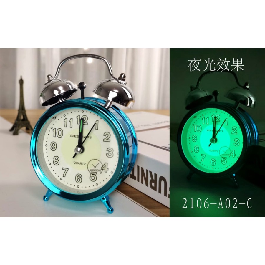 VIDICIINDONESIA!!! JAM ALARM KLASIK GLOW IN THE DARK / JAM WEKER KLASIK METALIK