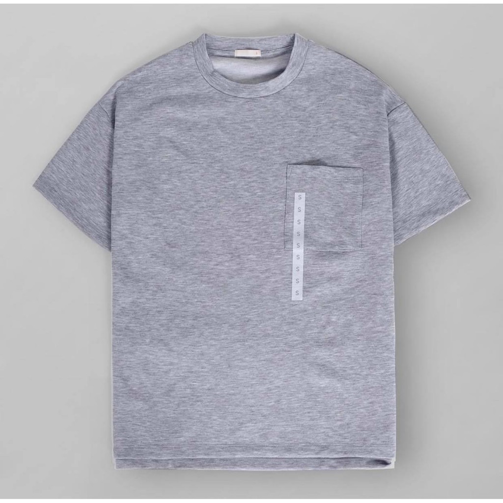 Kaos GU by Uniqlo Oversized Pocket Tee Grey