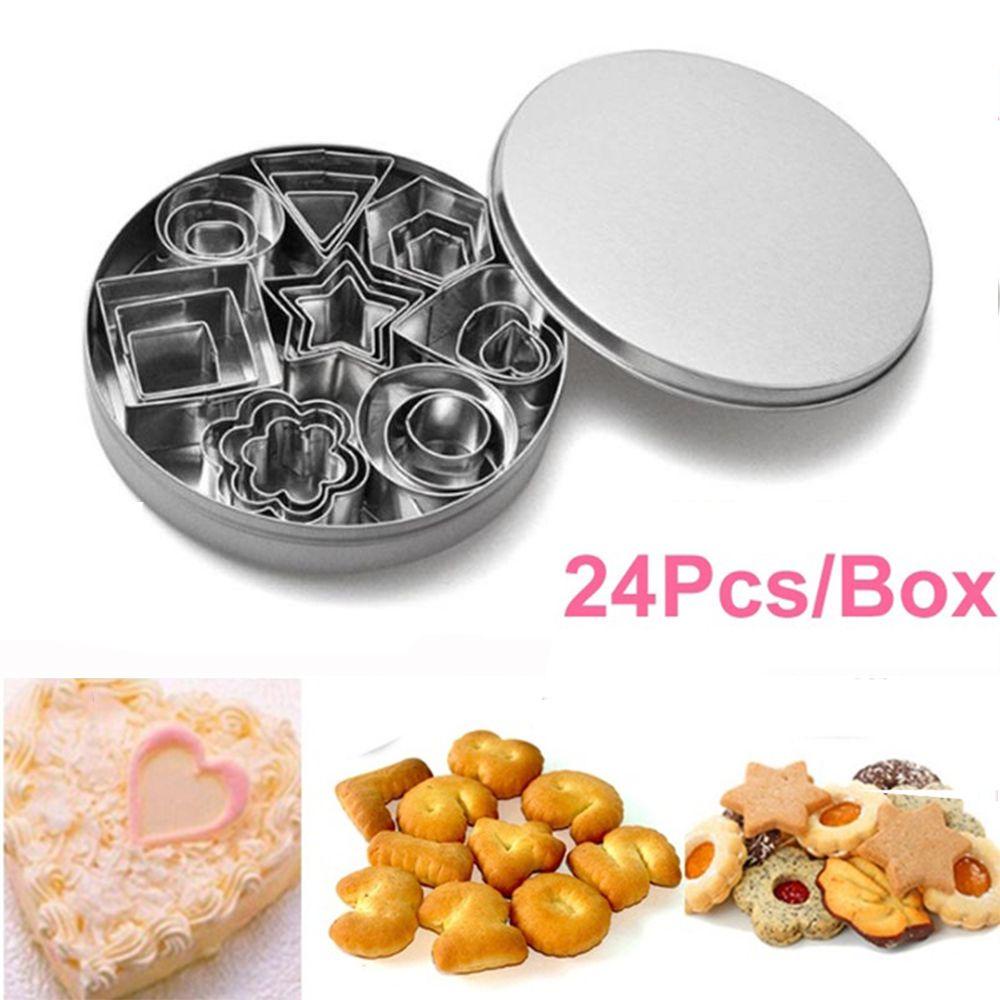 Suyo 24Pcs / Set Cetakan Pemotong Kue / Biskuit / Coklat / Pastry Bahan Stainless Steel Untuk Dapur / Rumah