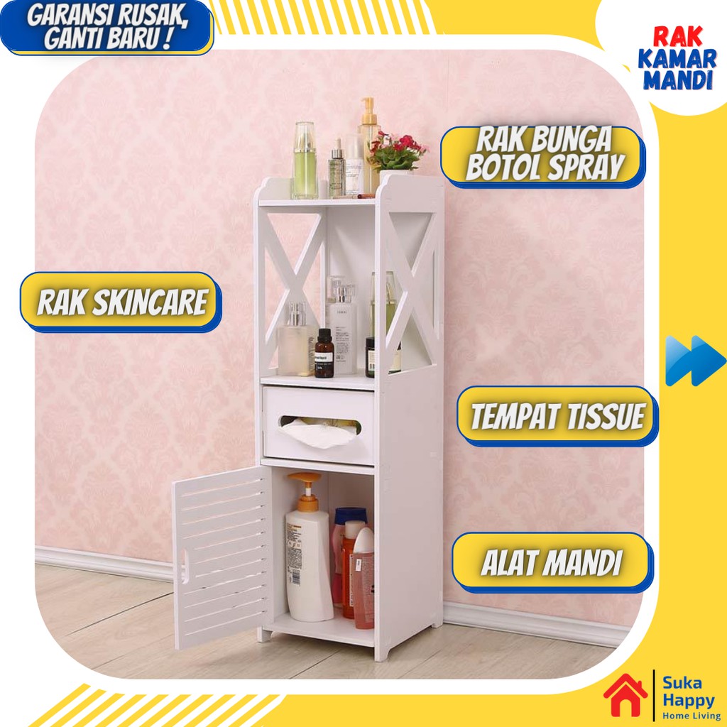 Rak Kabinet Toilet Lemari Kamar Mandi Rak Penyimpan Shampo Sabun Cuci Serbaguna Cabinet Storage