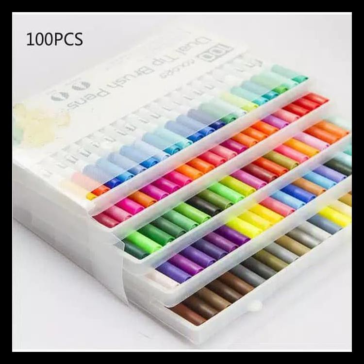 

Murmer 100 Colours Dual Tip Brush Marker Pen Magicfly Watercolor Sketsa Draw Promo