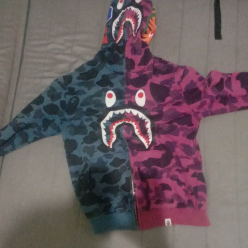 Hoodie bape  Dual Shark Camo Blue Purple Mirror 