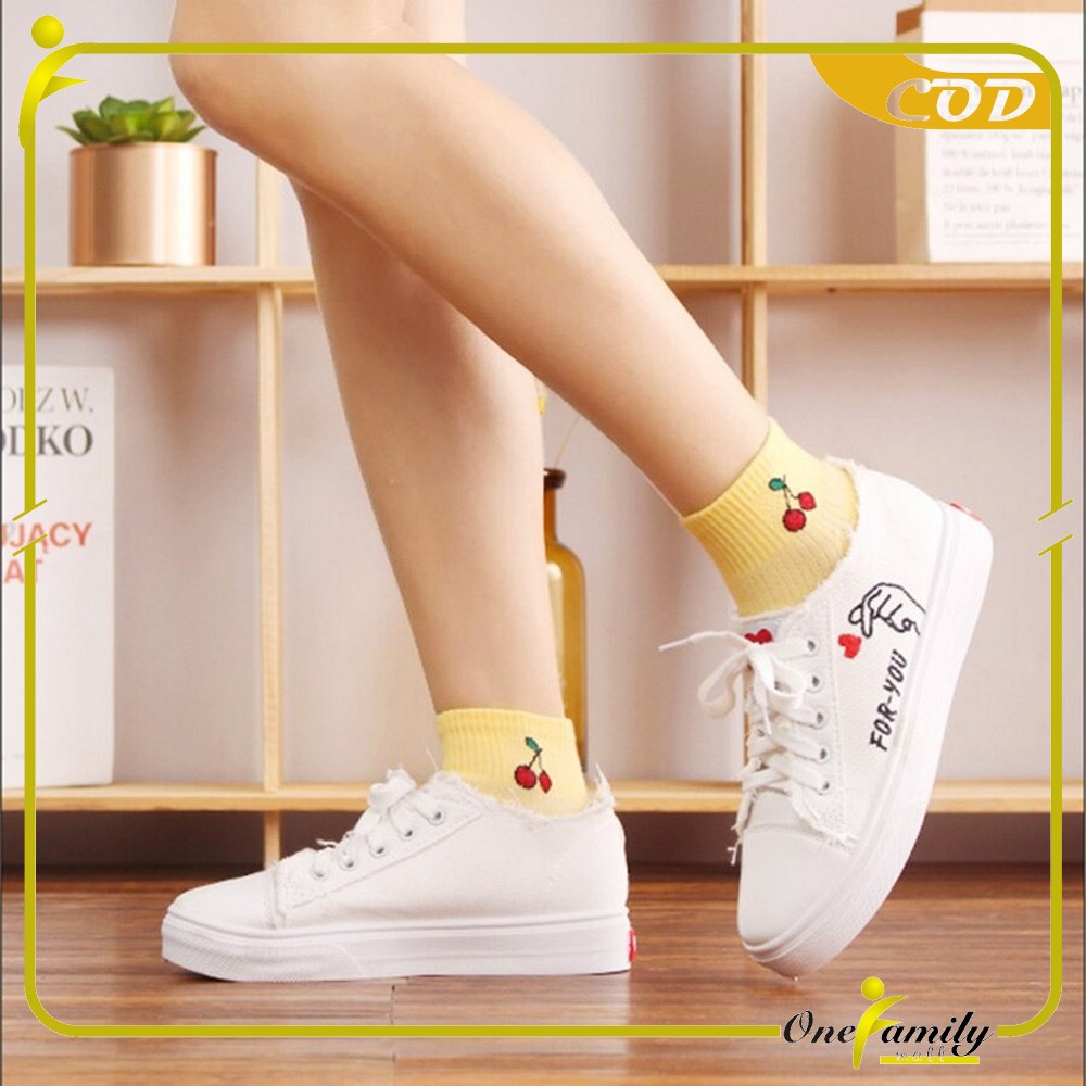 ONE - P55-P58 Kaos Kaki Pendek Dewasa / Kaos Kaki Semata Kaki Polos / Kaos Kaki Ankle Wanita Motif-4