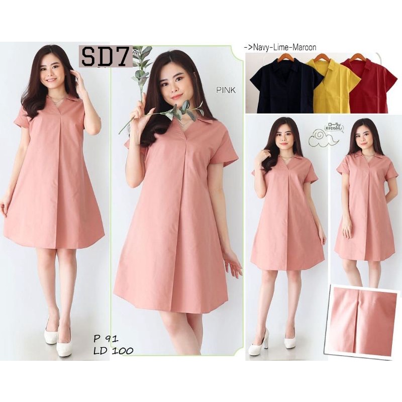 Dress Wanita Polos BV Series/ Bahan Katun Tebal High Quality