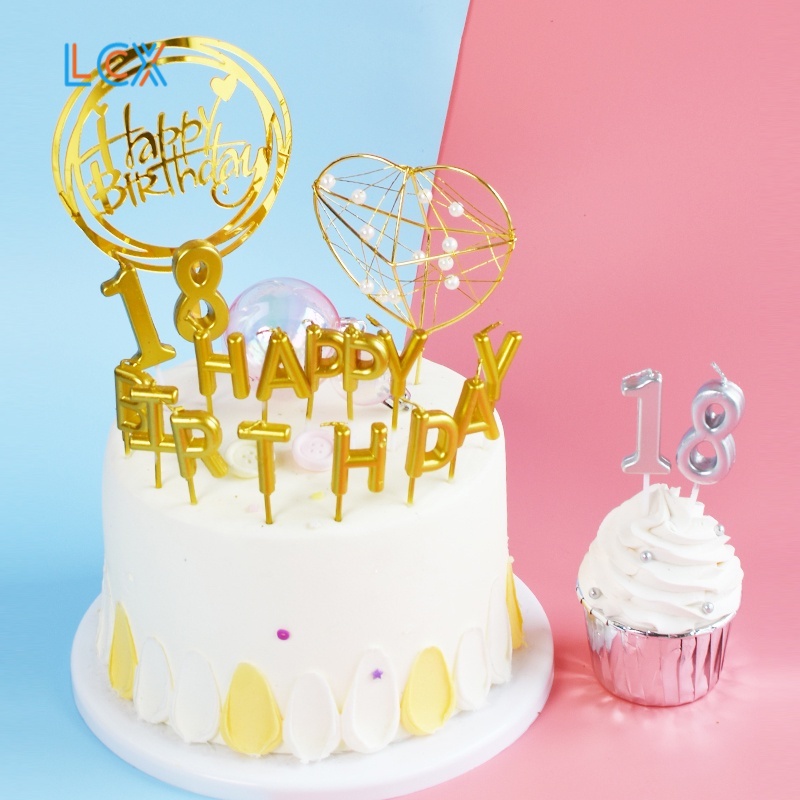 LCX Lilin Spiral Panjang / Lilin Ulang Tahun Panjang Spiral Metalik Warna/Lilin Huruf Happy Birthday
