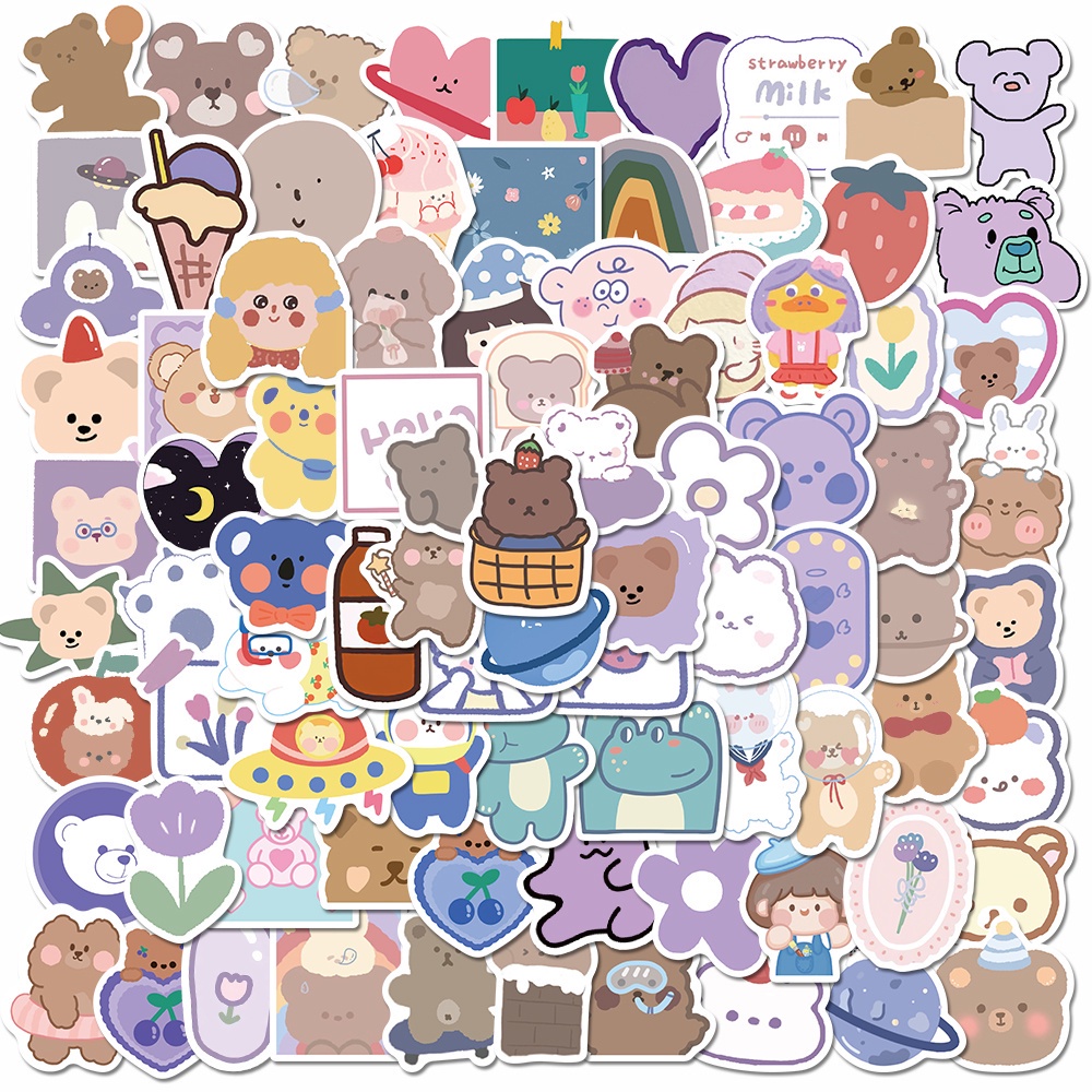 90pcs / Pak Stiker Label Desain Beruang Kecil Lucu Gaya Korea Untuk Dekorasi Scrapbook