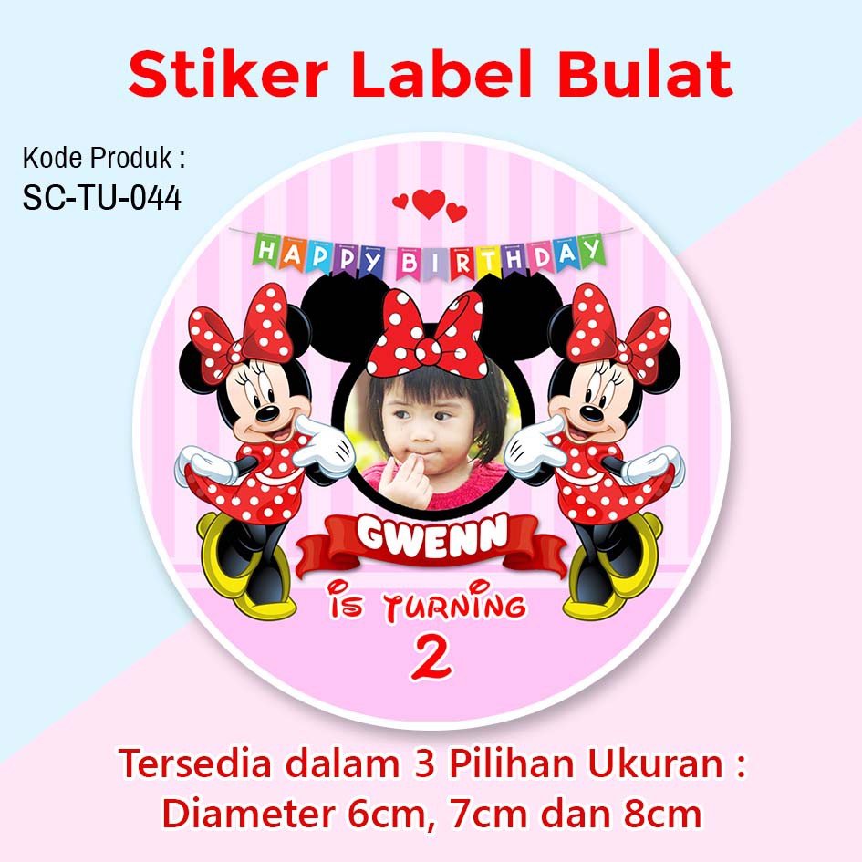 Stiker Label Ulang Tahun Anak Tumpeng Mini Sticker Souvenir Minnie Mouse Shopee Indonesia