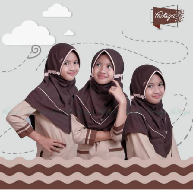Jilbab anak SD / jilbab pramuka SD/ bergo anak coklat/ bergo sherina 02 coklat