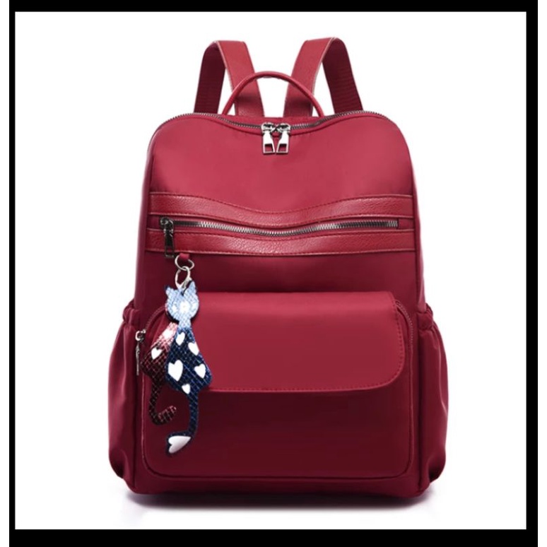 Tas Sekolah Kuliah Kerja Ransel Backpack Korean Style Wanita Murah Kekinian Terbaru Rangsel Gendong Punggung Cewek Batam Anak Perempuan Astrid-Merah