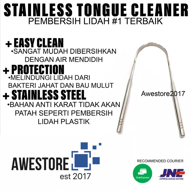 Pembersih Lidah Stainless Steel Tongue Cleaner Scraper Bau Mulut