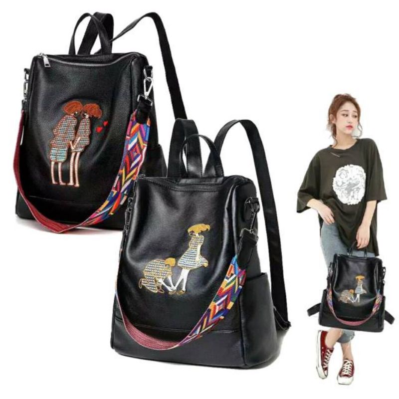 Tas Ransel Wanita Fashion Bordir Couple Ransel Wanita Korea Termurah