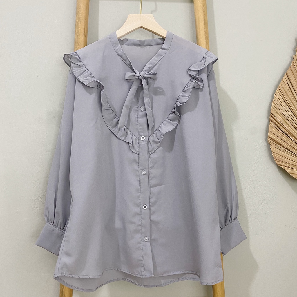 KEMEJA BLOUSE REMPEL KAIRA KATUN POLOS PREMIUM SHIRT B554