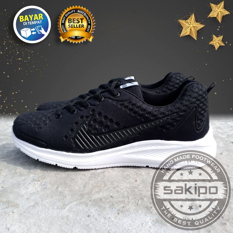 PROMO 7.7 !! SEPATU SEKOLAH HITAM SOL PUTIH RINGAN DIPAKAI TERBARU / SEPATU SEKOLAH HITAM BERTALI / SEPATU SNEAKERS HANGOUT KERJA SENAM OLAHRAGA AEROBIK / SAKIPO