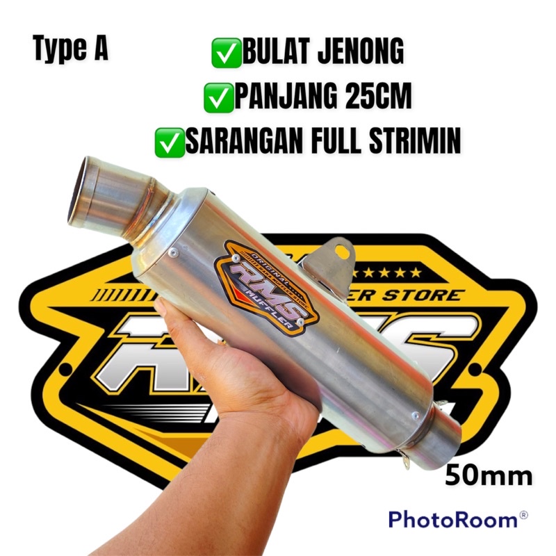 SLINCER KNALPOT RMS MUFFLER JENONG 25CM SARANGAN FULL STRIMIN TYPE A