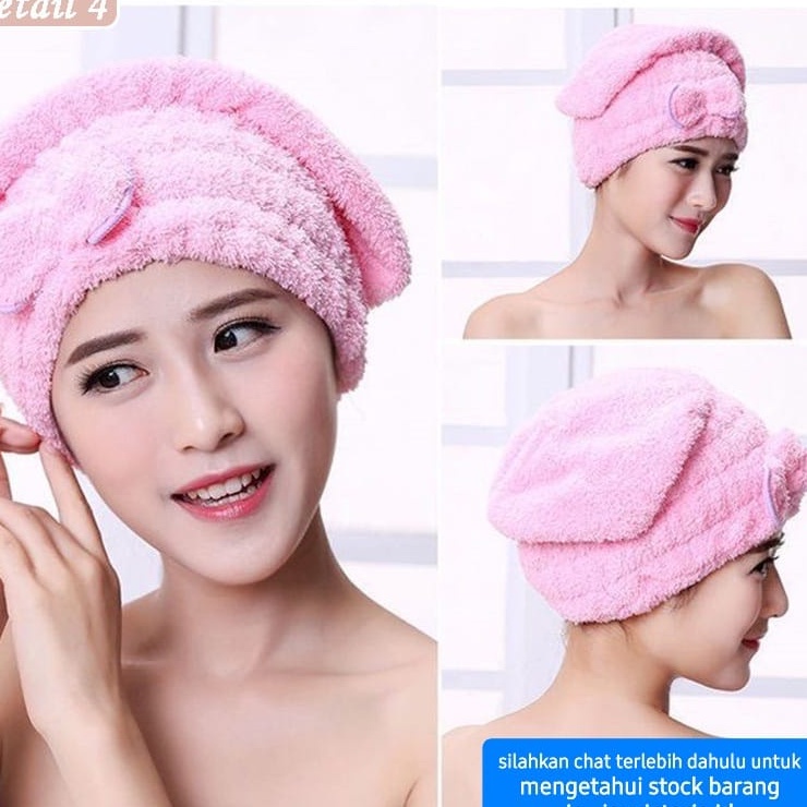 HANDUK KERAMAS PITA PENGERING RAMBUT KEPALA TOWEL LAP TOPI MANDI