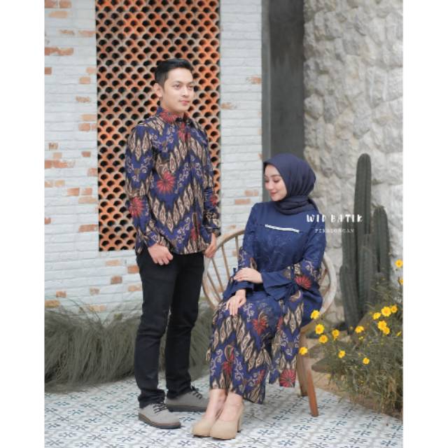  SET  BATIK  COUPLE  ADARA NAVY Shopee Indonesia