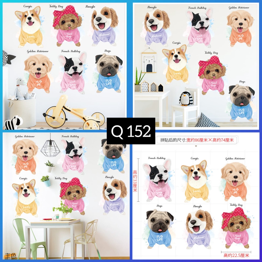 WALLSTICKER WALL STIKER SETIKER STICKER DINDING HEWAN ANJING DOG DEKORASI TEMBOK RUANG TAMU KELUARGA KAMAR TIDUR ANAK ANAK COWOK CEWEK HIASAN DEKOR DECOR TEMPELAN WALPAPER WALLPAPER  TAMU KELUARGA KAMAR TIDUR MOTIF BINATANG CAT CATS KUCING ANJING DOGS LUC