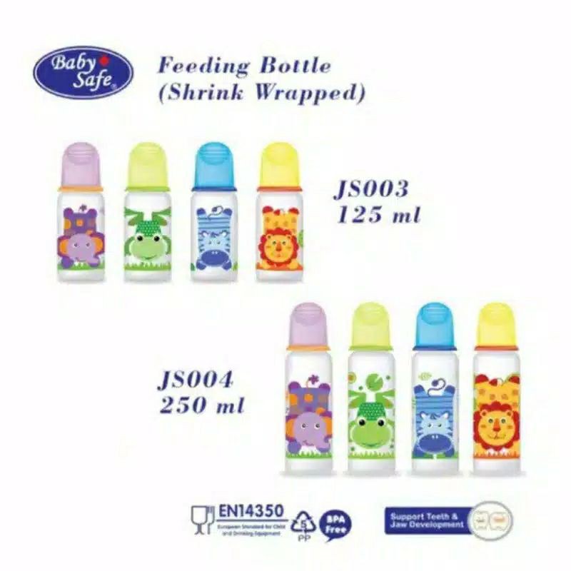 DOT BAYI Botol Dot Susu 125 ml &amp; 250 ml Feeding Bottle Babysafe JS003 &amp; JS004