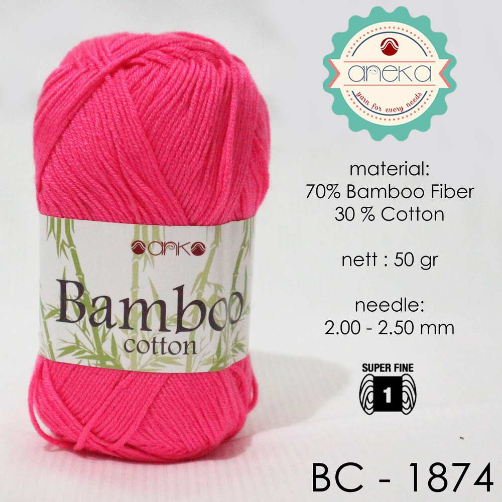 Benang Rajut Katun Bambu / Bamboo Cotton Yarn 1 - 1874 Pink Sedang