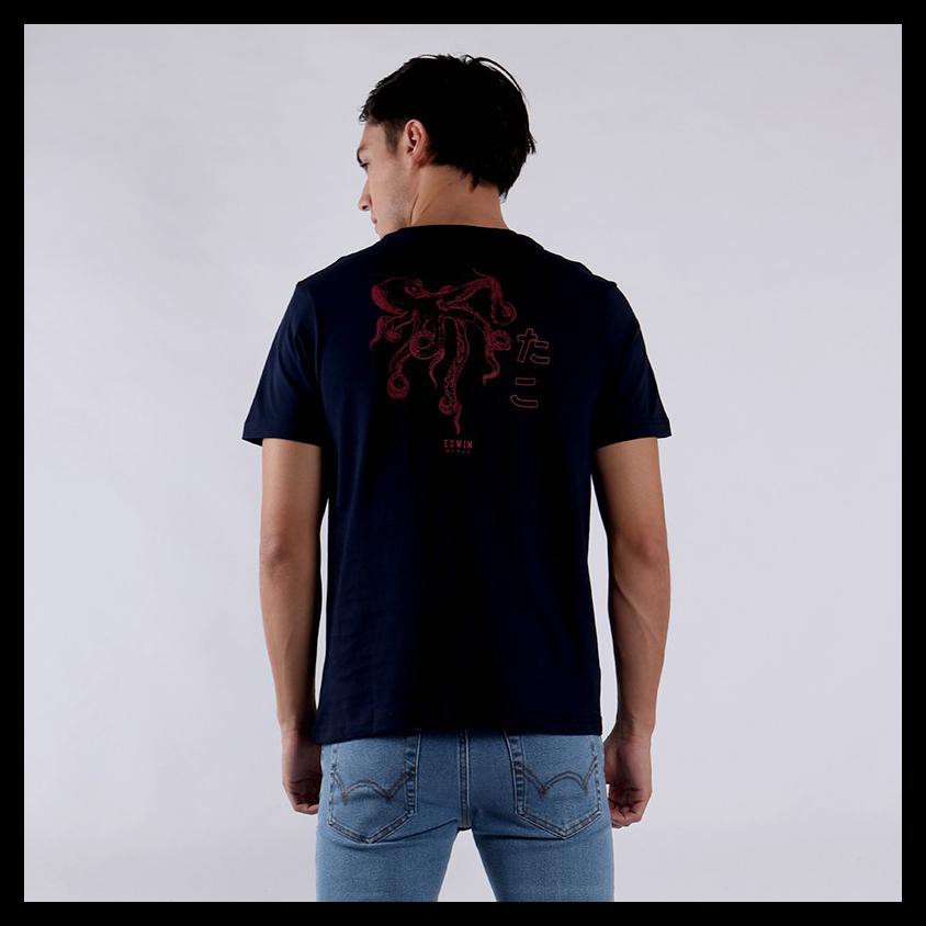 {BISA COD} Edwin Unisex Limited Edition T-Shirt Edwin Kraken Navy Lengan Pendek TERBARU Kode 1112