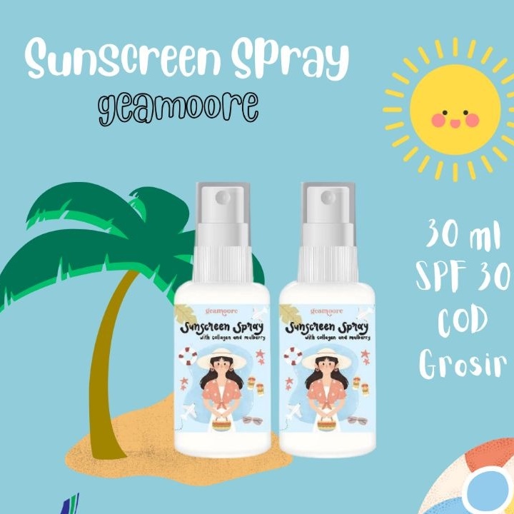 (BPOM) Sunscreen Geamoore Sunspray with collagen 30ml | 100% Original | Free Gift