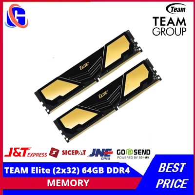 TEAM Elite Plus Black (2x32) 64GB DDR4 kit 3200MHz - Memory RAM