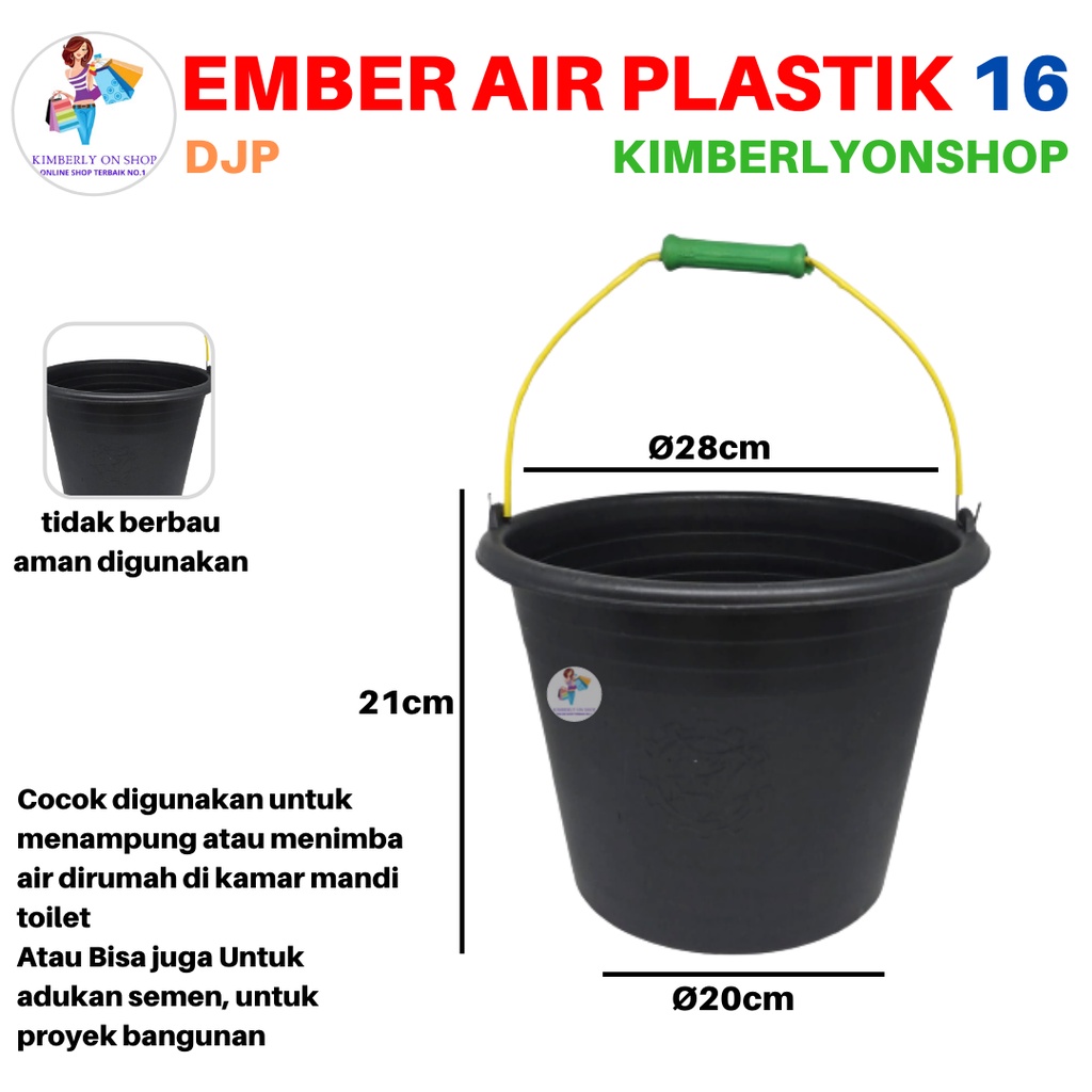 Ember Plastik Anti Pecah Cor 16 Tempat Air Kamar Mandi Gagang