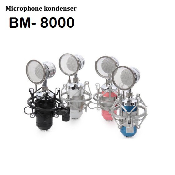 MICROPHONE BM-8000 KONDENSER SHOCK PROOF MOUNT KARAOKE LIVE MUSIC MUSIK TERBAIK PROFESSIONAL