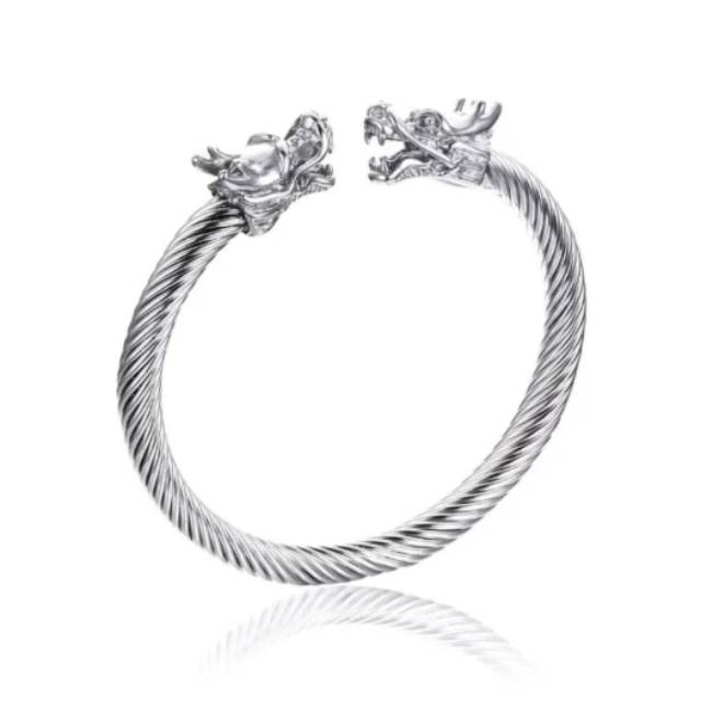 GELANG TANGAN PRIA MONDIAL NAGA TITANIUM SILVER