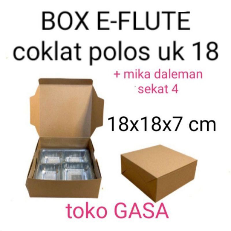 

Box E-Flute Efflute R8 coklat ukuran 18 Kotak box Nasi coklat 18x18/Box Kardus EFLUTE Coklat Untuk Packaging Olshop Sovenir Baju Kotak Kado Hampers Snack Dus R8 tebal/Kotak makan nasi coklat /Dus Packing
