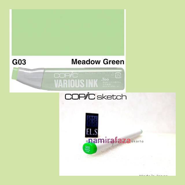 

WAJIB TANYA STOK! COPIC SKETCH MARKER G03 MEADOW GREEN ( CSM ) COLOR VARIOUS REFILL ISI REFIL COLOUR