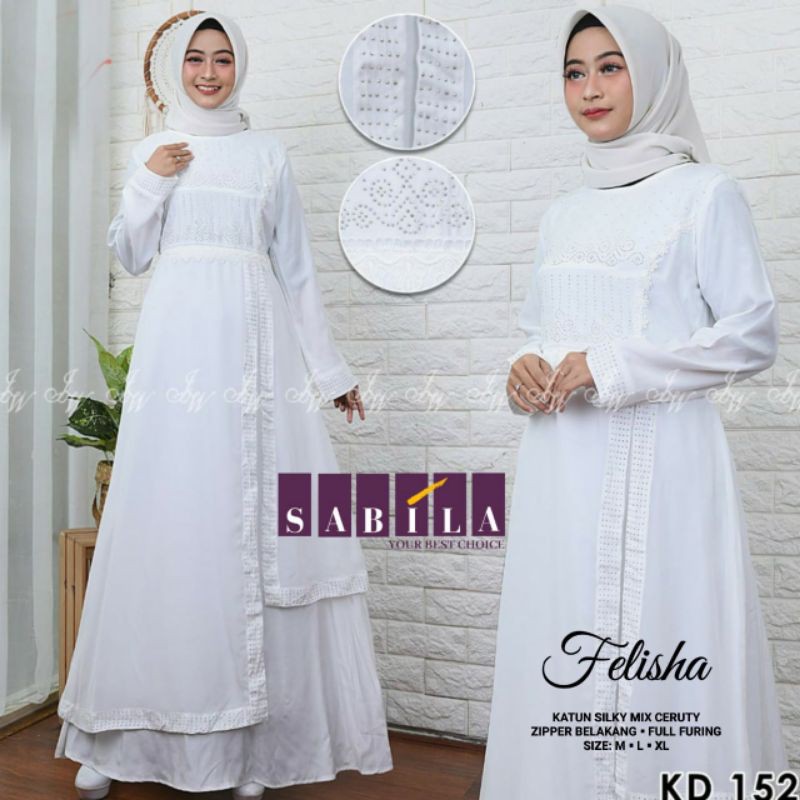 DRESS/GAMIS PUTIH SYARI TERBARU  FELISHA BY SABILA