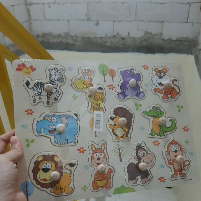 mainan edukasi anak game games puzle animal wooden