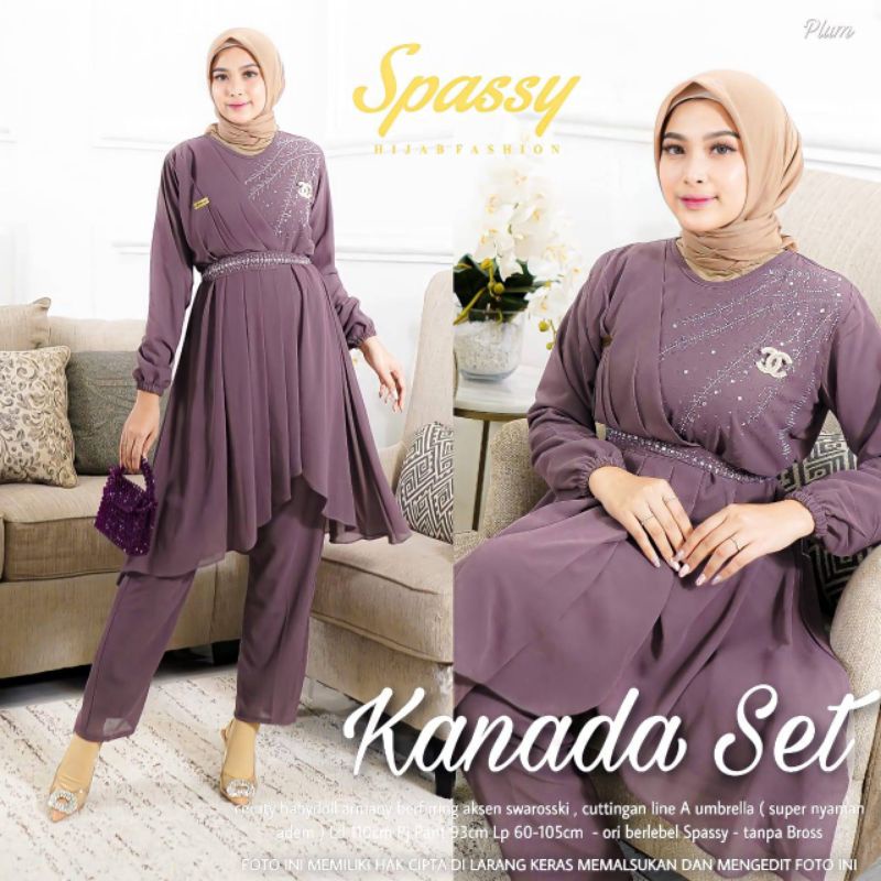 Cod Kanada set manik/gamis mewah/baju muslim/setcel/setelan tunik/gamis kondangan/gamis murah berkua