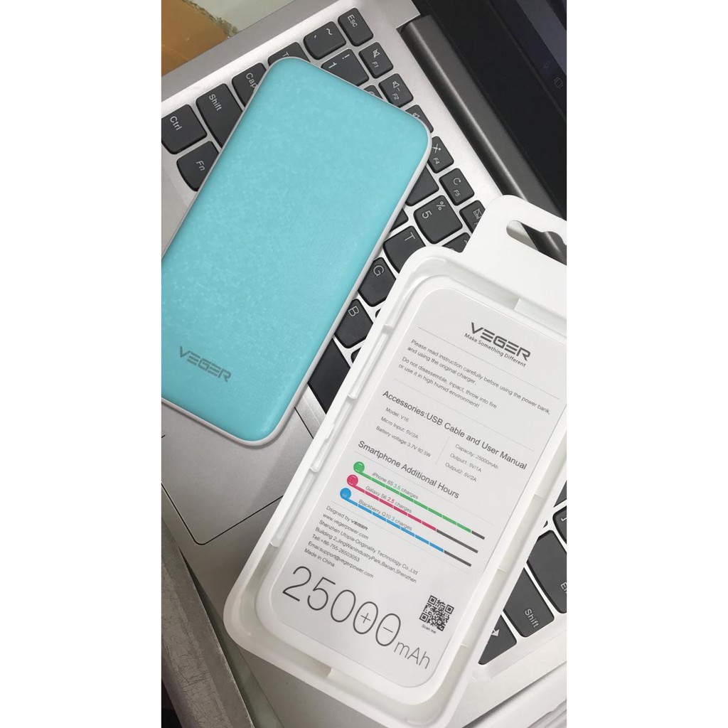 Power Bank Veger V16 Slim 25000Mah / Powerbank Veger 25000Mah V16
