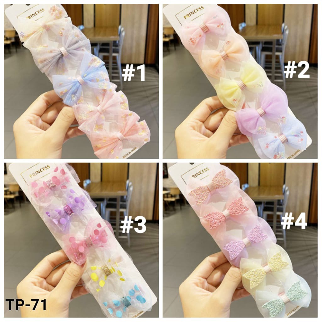 JEPIT ANAK KOREA PITA CHIFFON PASTEL 5IN1