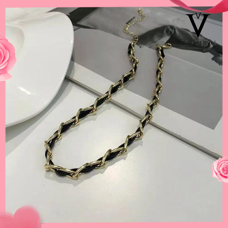 [COD]Vintage High-end Kalung Fashion Niche Kulit Jalinan Kalung Wanita Rantai Tulang Selangka-FA