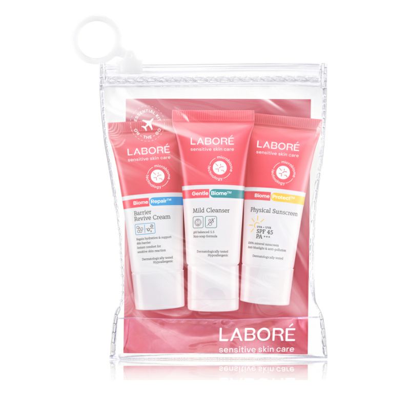 LABORE Kulit Sensitif Paket isi 3 Sensitive Skin Care On-The-Go Minis Cream 10ml Mild Cleanser 15ml Sunscreen 10 ml