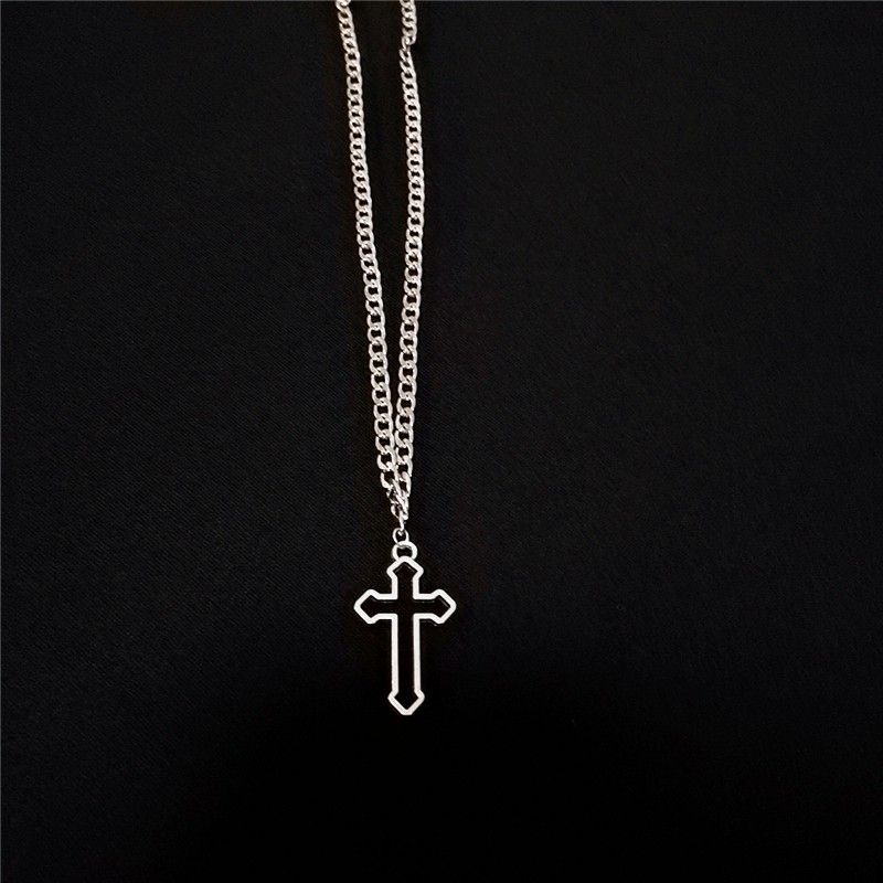 Korea Dark Gothic Cold Wind Luoshen Cross Pendant Chain Necklace