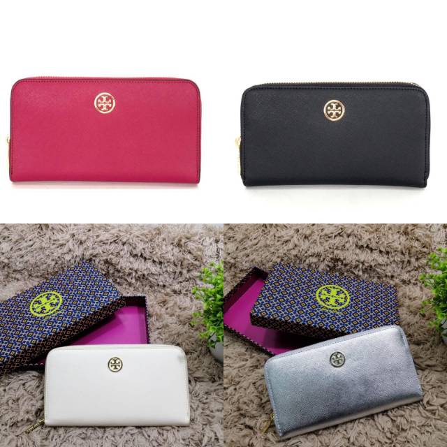 Tory Burch Robinson Wallet dompet purse original authentic asli maroon red merah hitam black