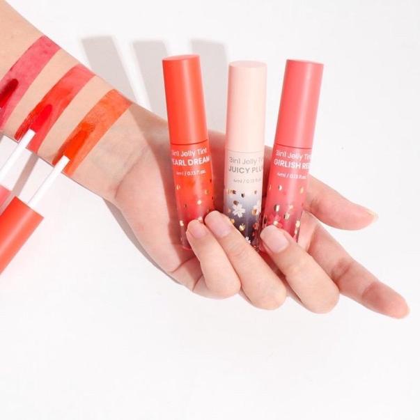 ➹ 3 in 1 JELLY TINT NOERA BEAUTYCARE LIPSCARE 3in1 LIPTINT JUICY PLUM GIRLISH RED PEARL DREAM ●