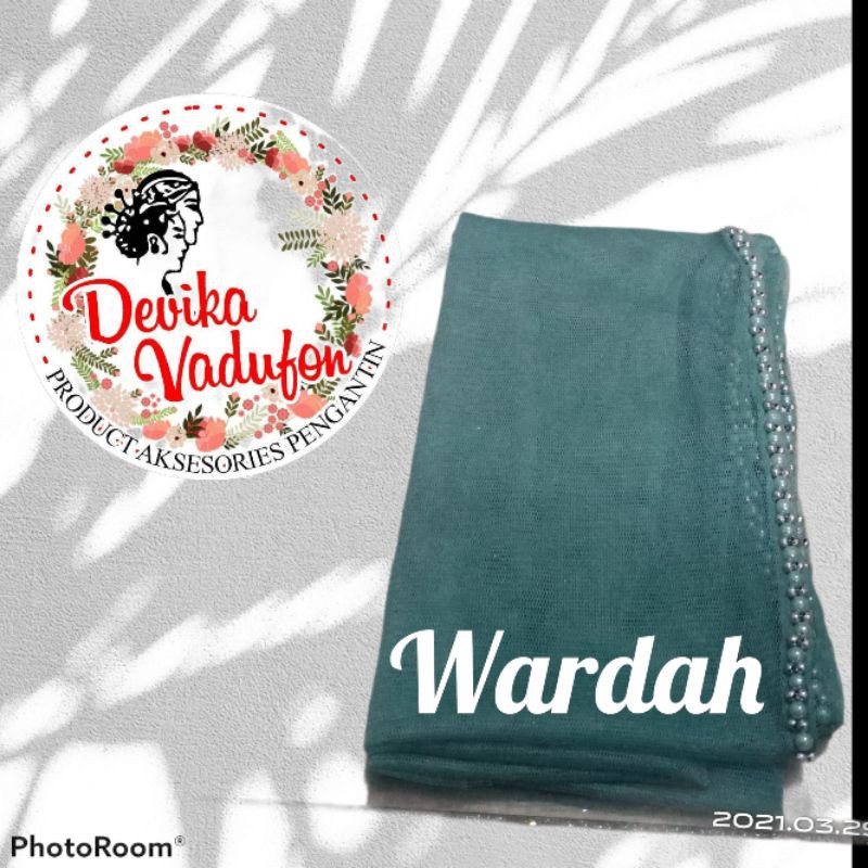 SLAYER veil HIJAB PENGANTIN  kerudung /selayer  tuile gliter mutiara, wisuda, ondangan, pesta-Wardah